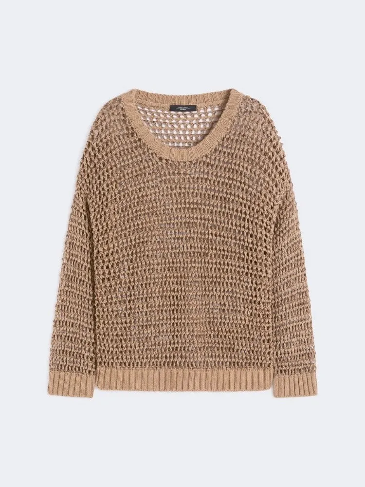 Max Mara Onirica WKDONIRICA Maglia Cuoio Rete Lino Donna