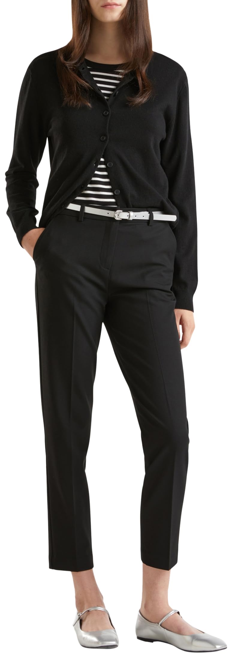 Benetton 4l4h557r4 Pantaloni Donna Gabardina Blu Caviglia