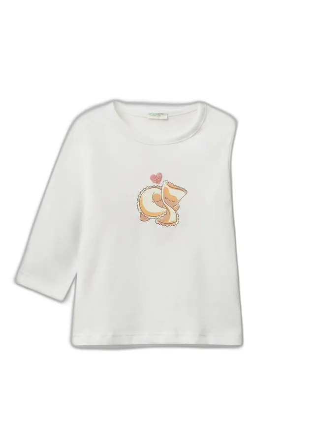 Benetton T-Shirt Neonato Manica Lunga Cotone Bio 62 Patch