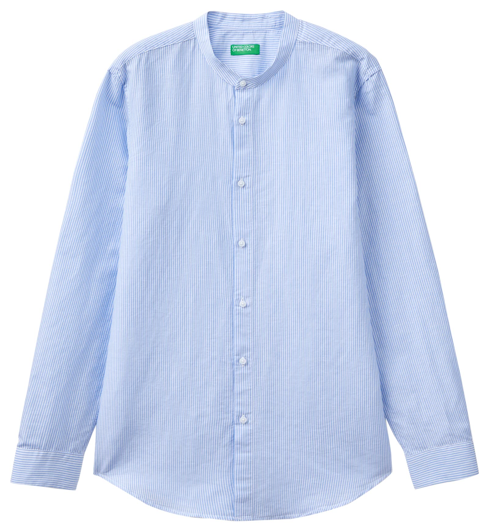 Benetton Camicia uomo slim collo coreana manica lunga