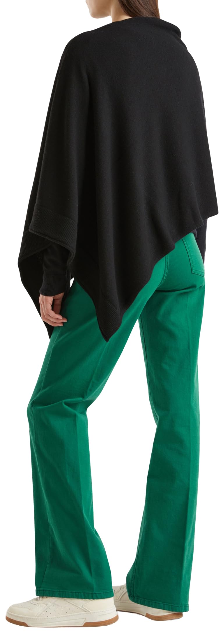 Benetton poncho donna nero maglia autunno inverno