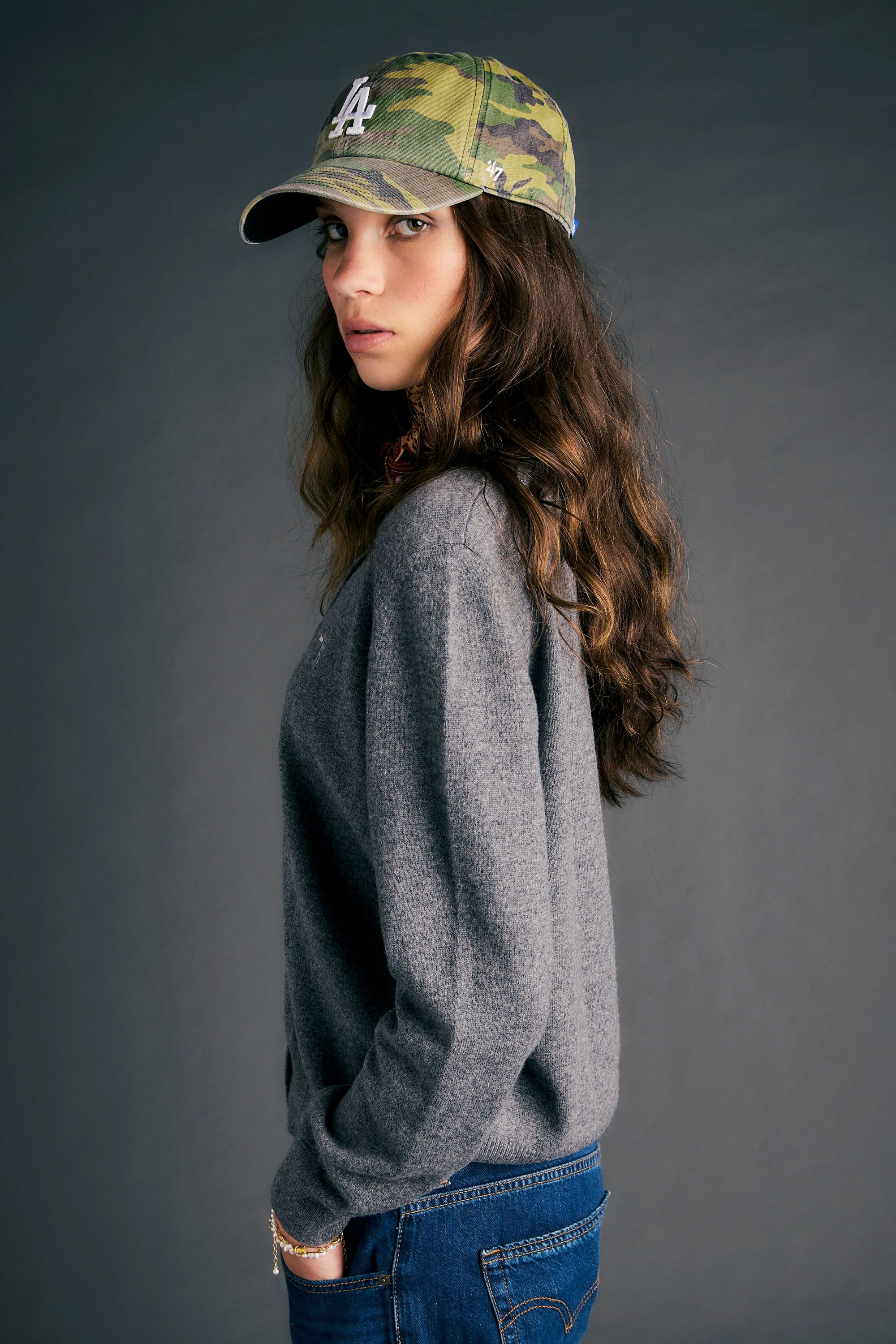 Karen Walker Posy Cashmere Cardigan cashmere grigio marle