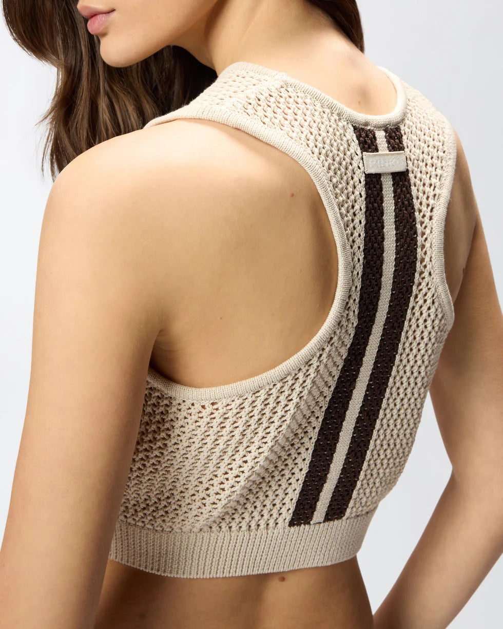 Pinko 106837 A3B4 top grigio ostrica rete cropped