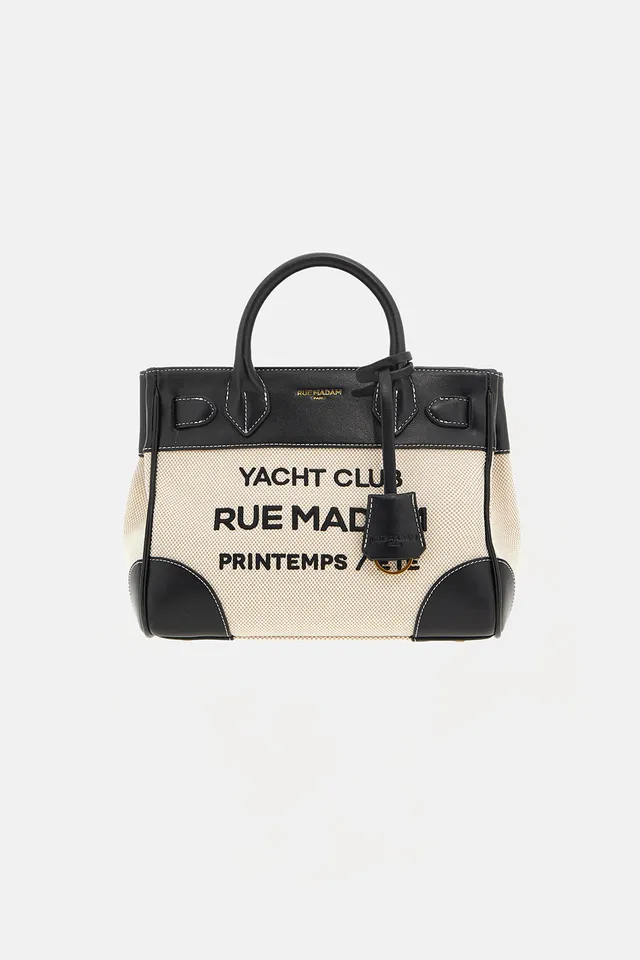 Rue Madam Riviera 1557 borsa tote canvas nera tracolla