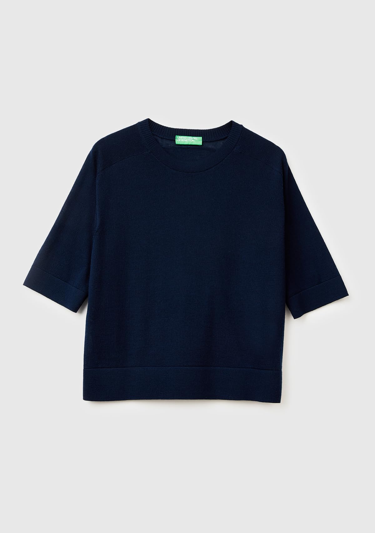Benetton 11ahd10e6 Maglione Merino Blu M Donna