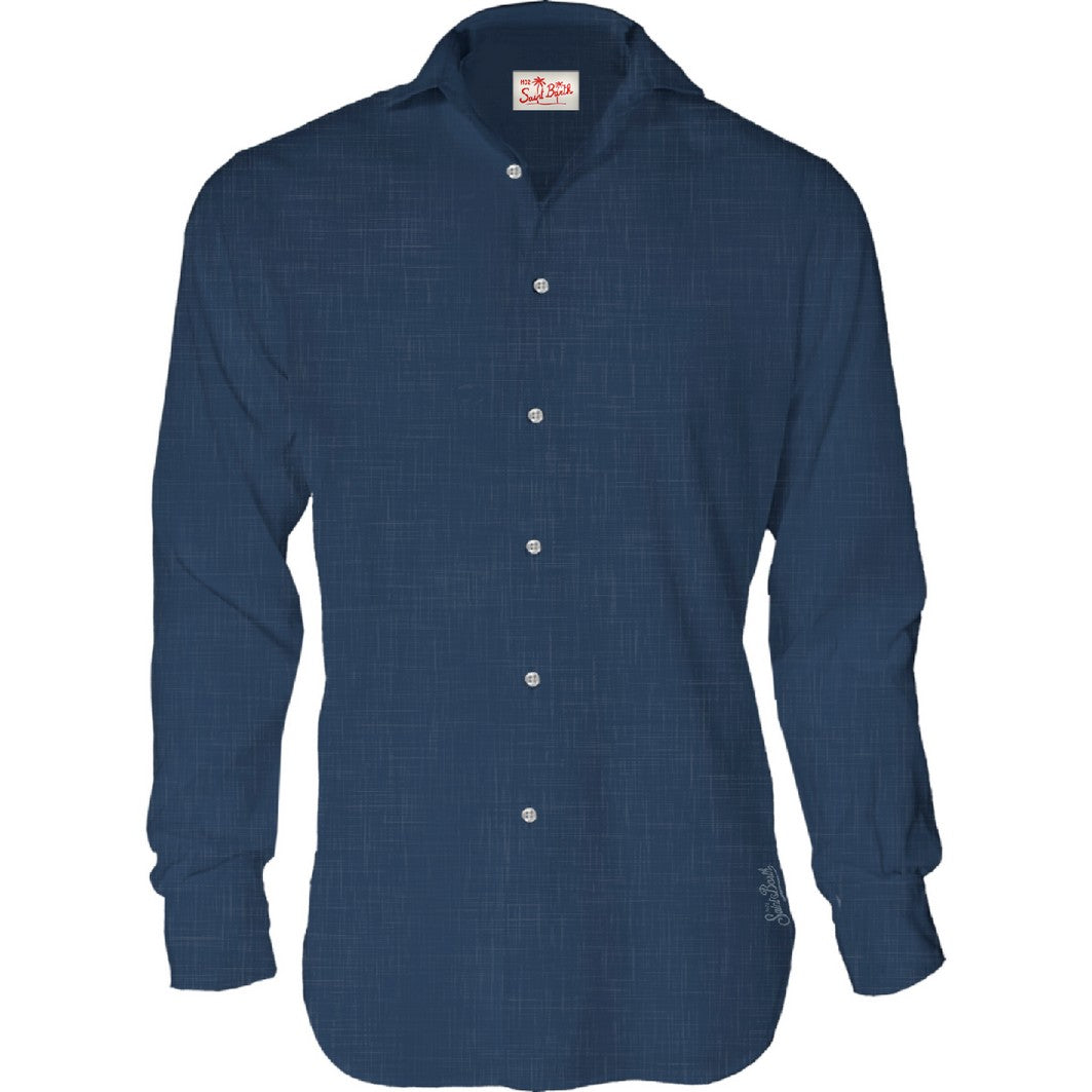 MC2 Saint Barth Pamplona camicia lino navy uomo