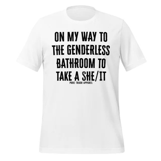Pure Trash Genderless Bathroom maglietta unisex Teal cotone