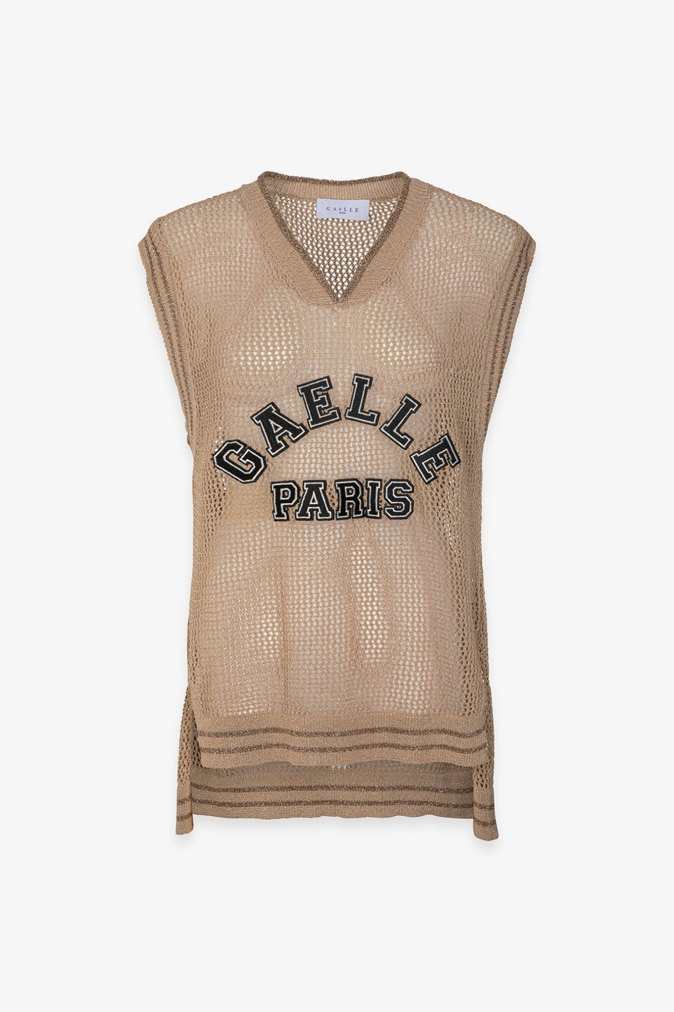 Gaelle Paris GAABW09486 canotta donna beige traforata over