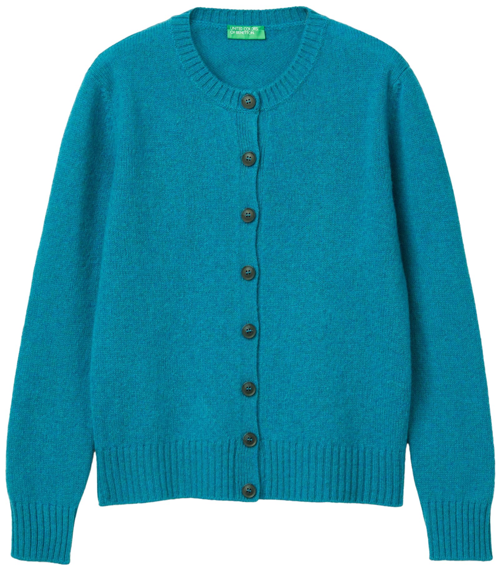 Benetton Maglieria Cardigan Donna Girocollo Regular Tinta Unita
