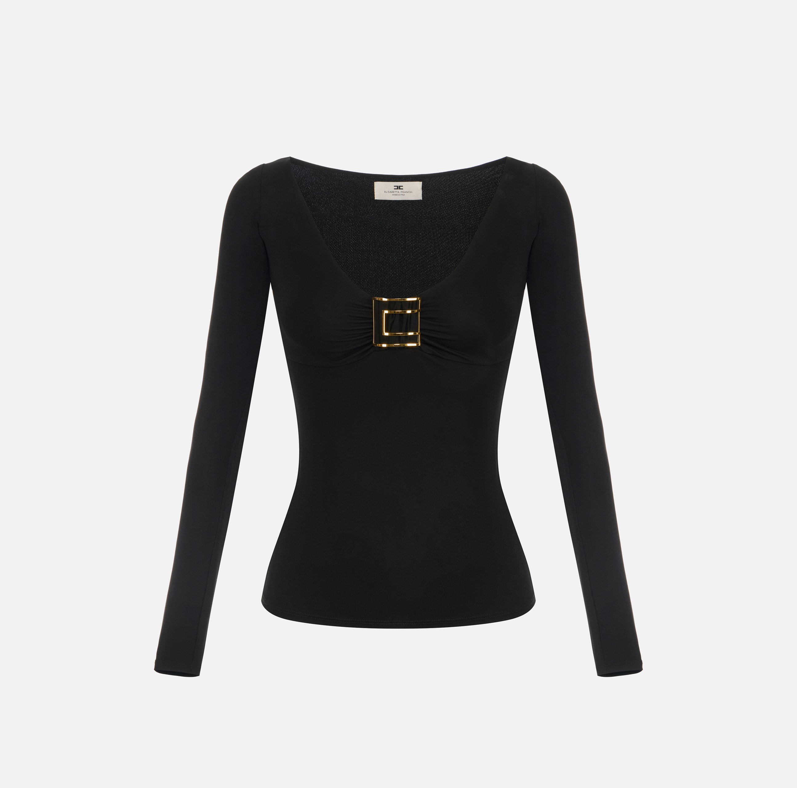 Elisabetta Franchi MD00567E2 Maglia Jersey Nero Taglia 42 Viscosa