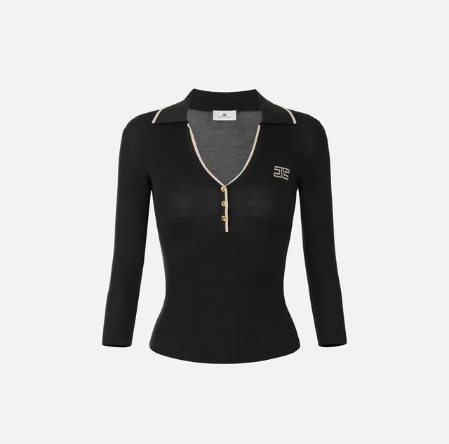 Elisabetta Franchi Polo Maglia Donna Nero Burro