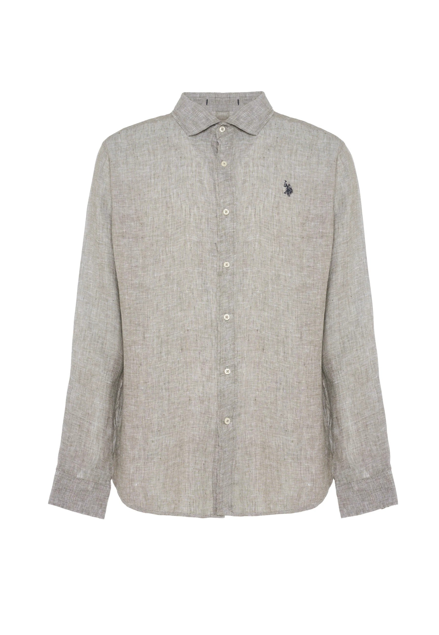 U.S. Polo Assn US43104011 Camicia Lino Uomo Grigio Slim
