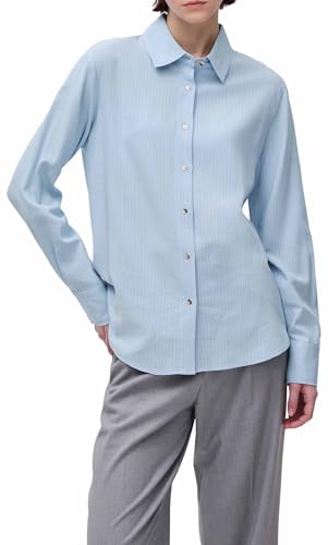 Benetton 5x0vdq0dc Camicia Donna Blu a Righe