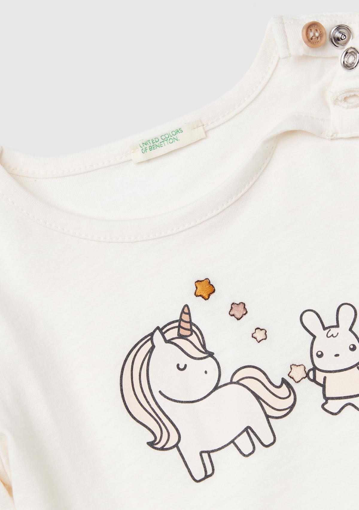 Benetton 3I1XA1048 T-Shirt Bimba 50 Manica Lunga Ricamo