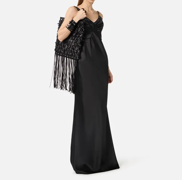 Elisabetta Franchi ABR3362E2 abito nero raso sirena