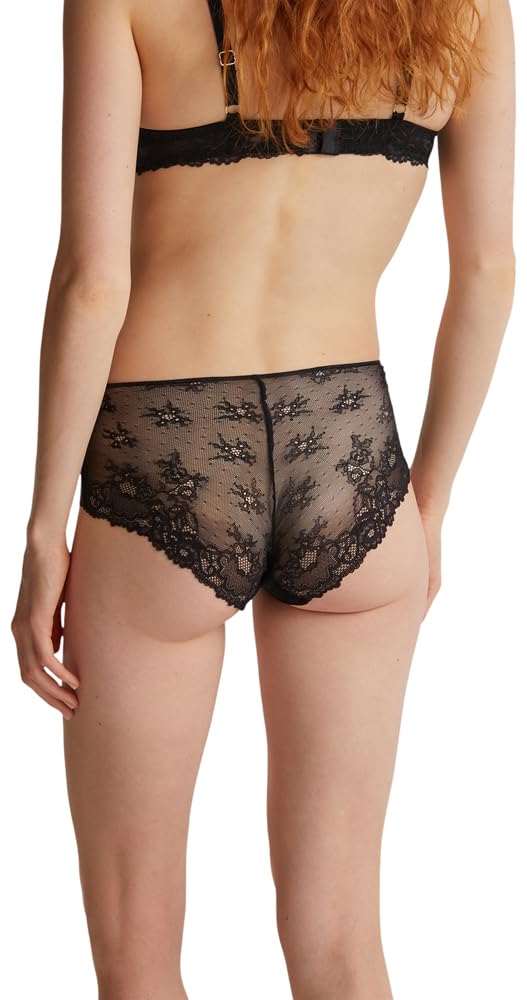 Benetton Coulotte 3LEG1S02I slip nero XS microfibra pizzo