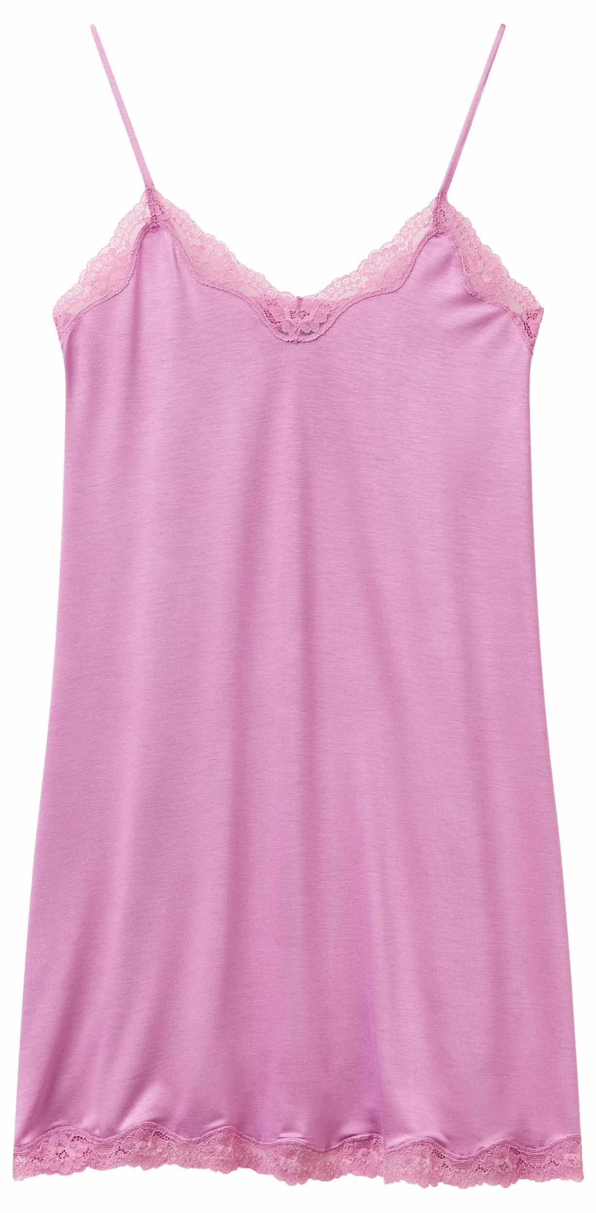 Benetton 3z123v00i Sottoveste Donna S Rosa Viscosa