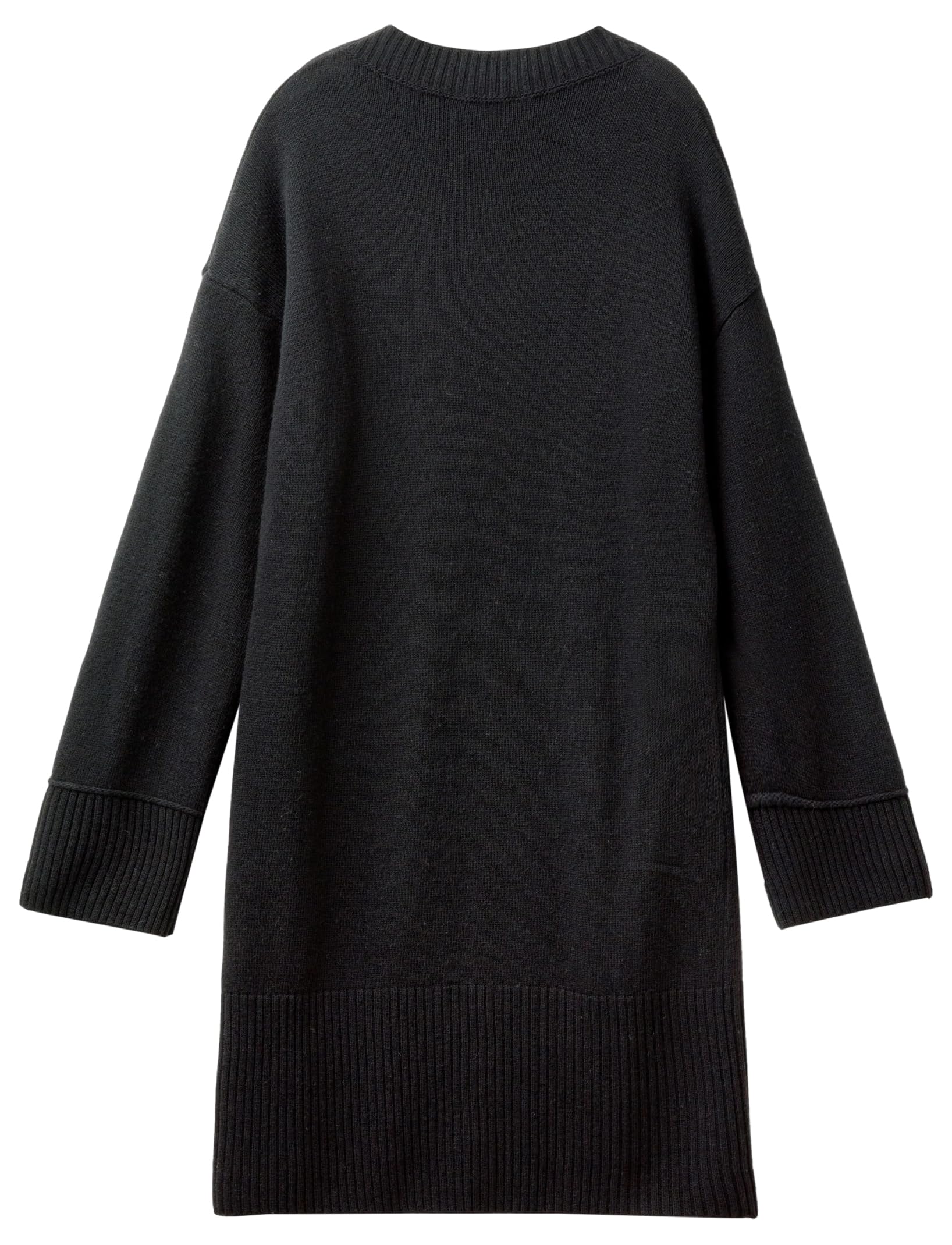 Benetton 1244dv022 Vestito Donna Grigio Collo Lupetto