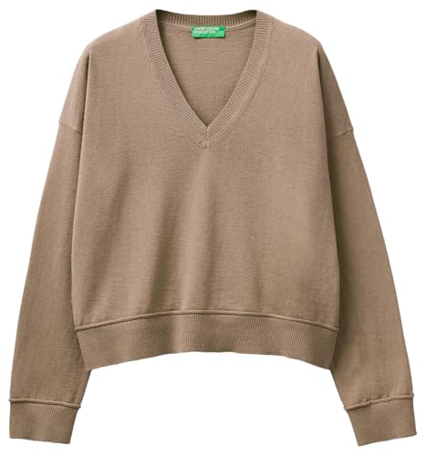 Benetton Maglieria 1y6sd403o maglione scollo a V beige boxy