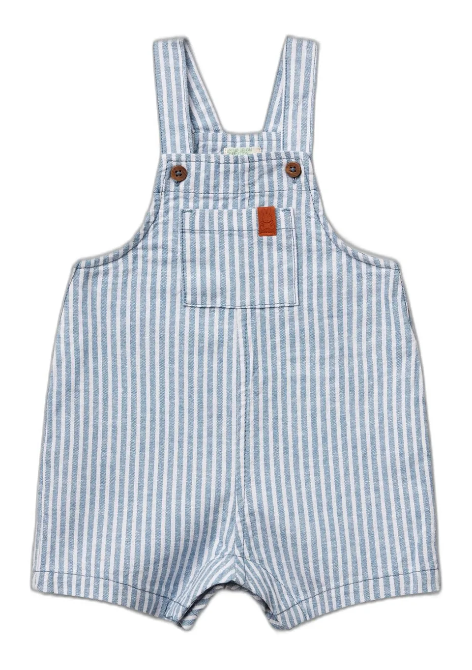 Benetton Salopette Bimbi 12 Mesi Misto Lino Rigato Tasche