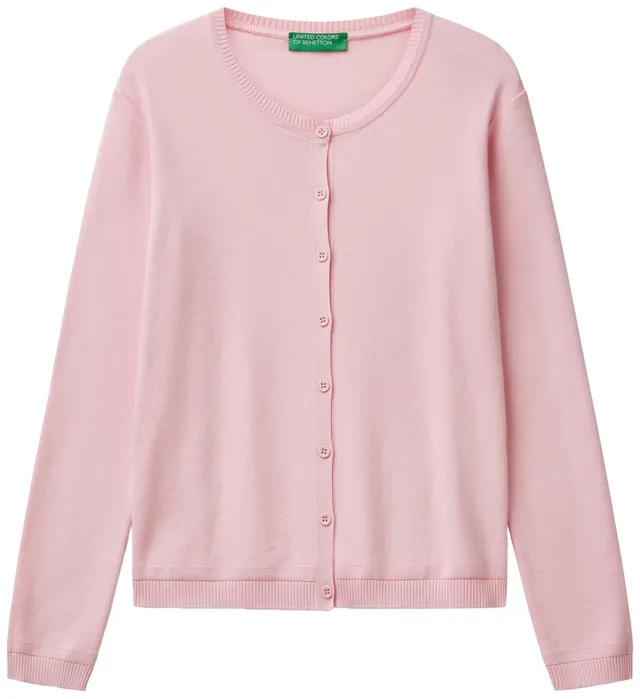 Benetton Maglia Coreana 1091d5558 Cardigan Donna Rosa 0g0