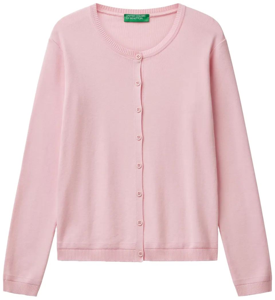 Benetton Maglia Coreana 1091d5558 Cardigan Donna Rosa 0g0