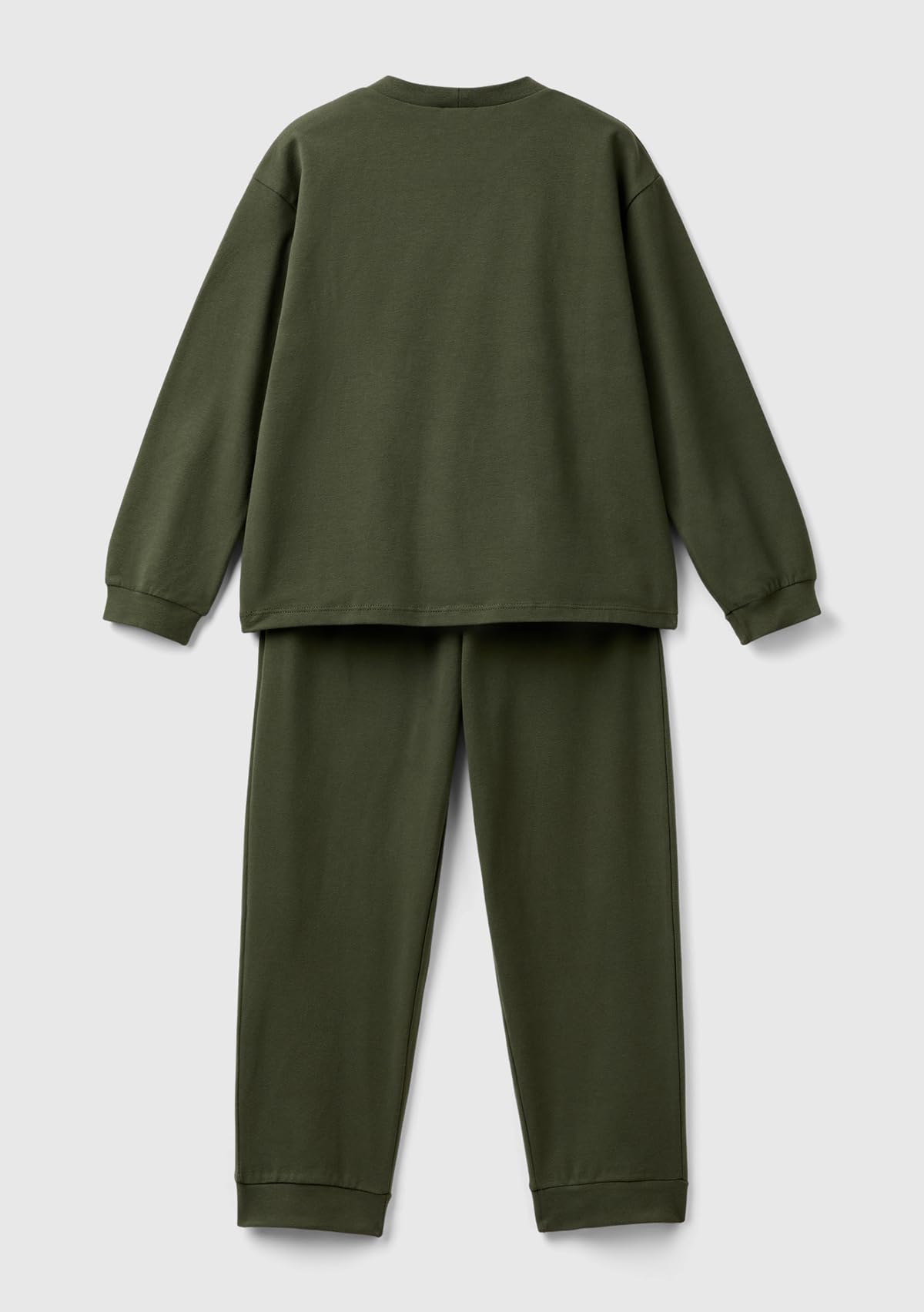 Benetton 3dke0p073 Pigiama Bambino Verde Stampa Logo