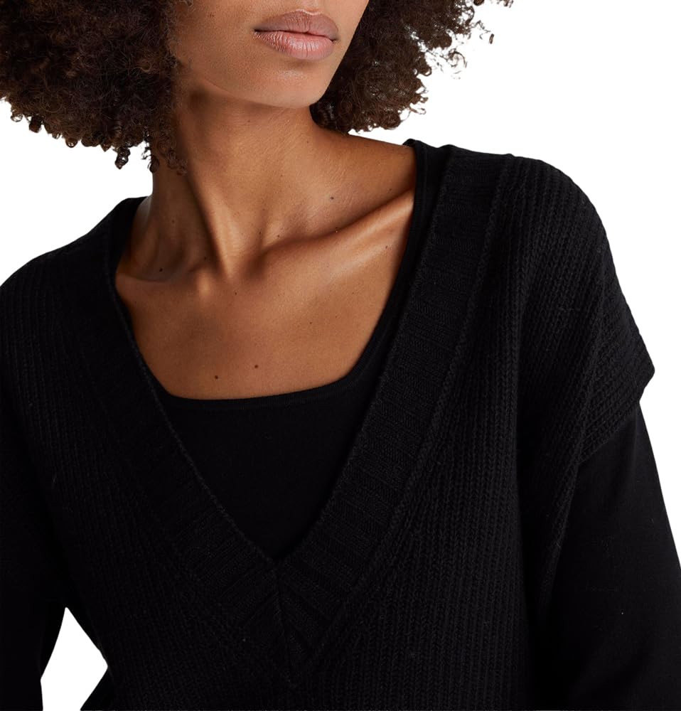 Benetton Gilet Scollo a V Donna Uomo Morbido in Maglia
