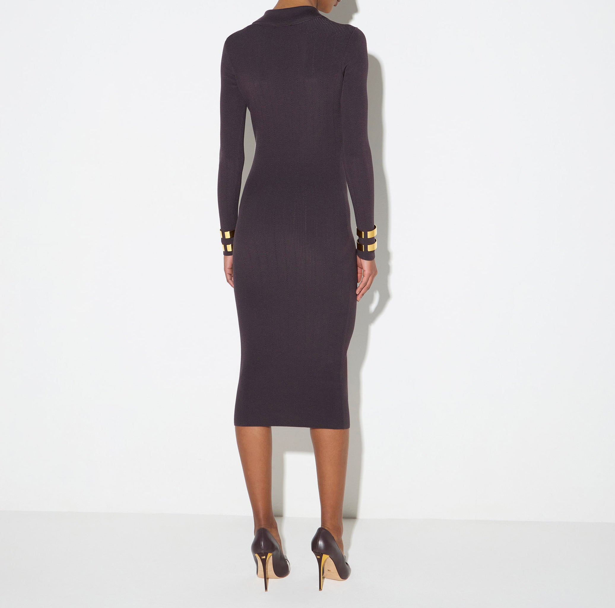 Elisabetta Franchi AM08B66E2 Abito Midi Marrone Maglia