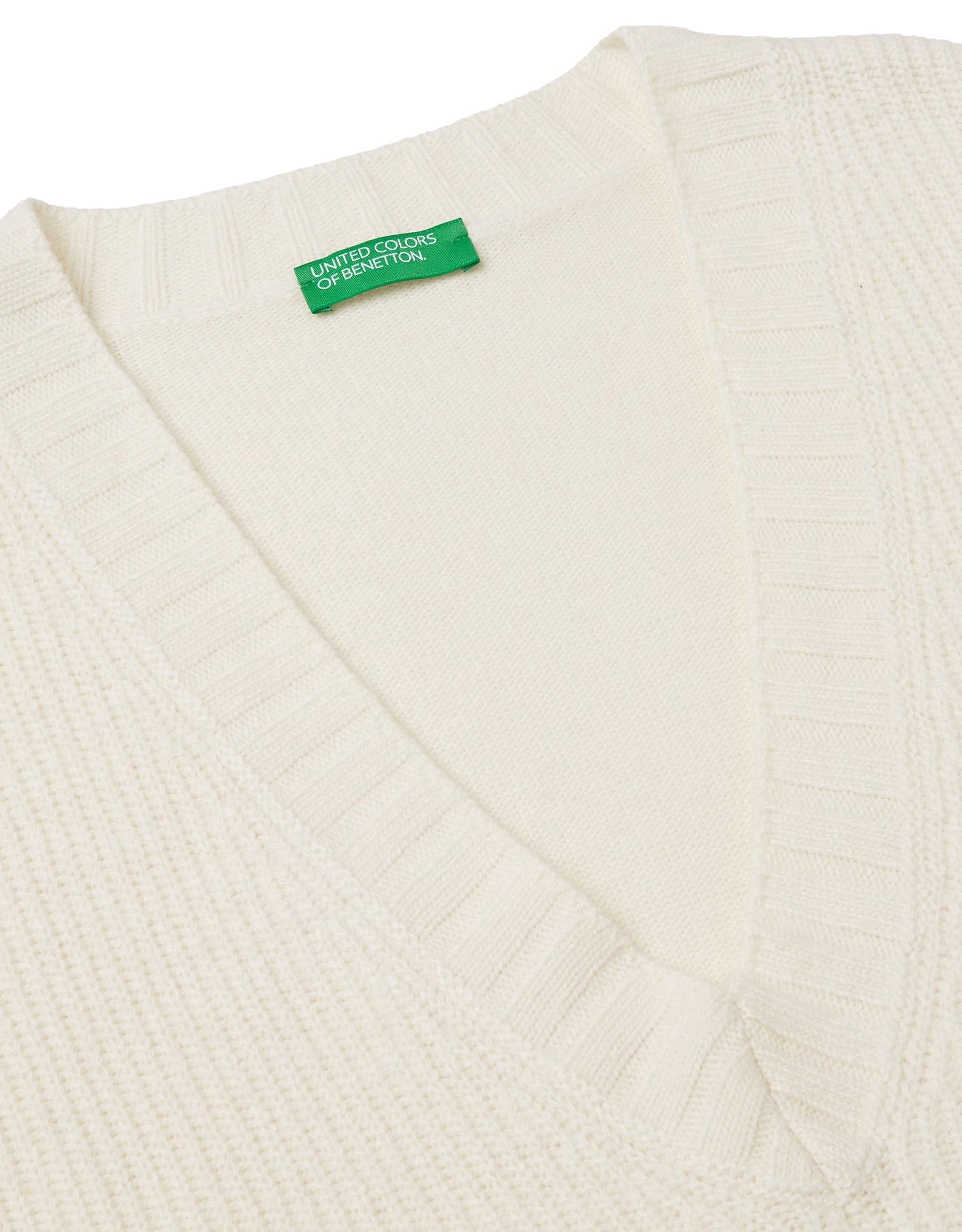 Benetton 126wd4033 gilet scollo V morbido beige