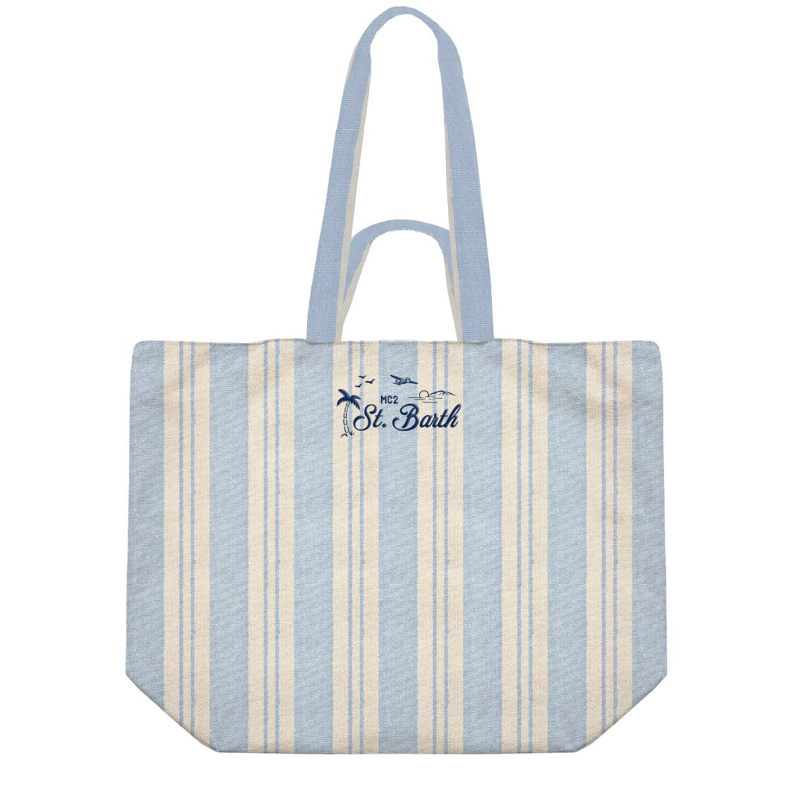 MC2 Saint Barth Essential Beach borsa cotone azzurra righe