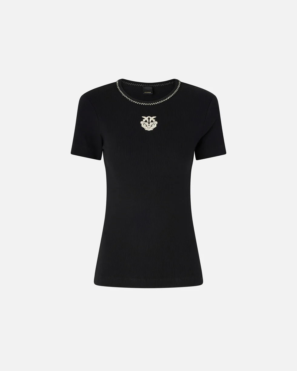 Pinko Brugherio 106815 T-Shirt Donna Nero Cotone