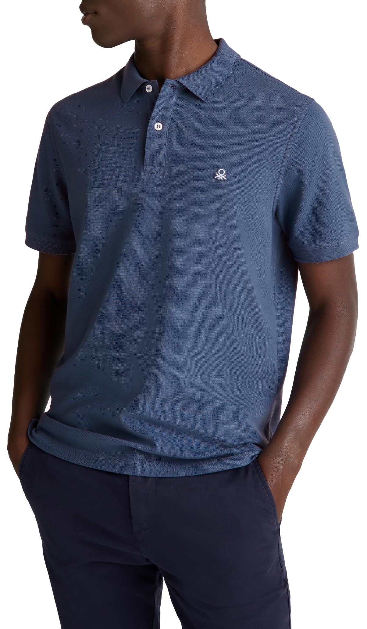 Benetton Polo Manica Corta Slim Patch Logo Cotone