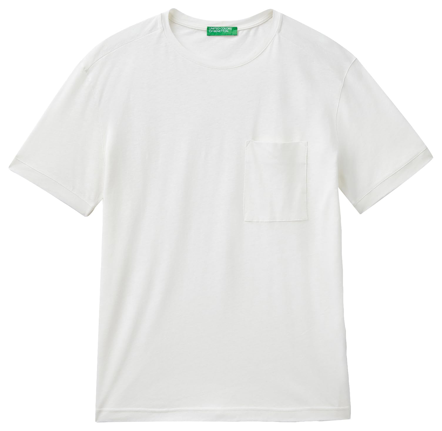 Benetton T-Shirt Maglietta Misto Lino Taschino Relax