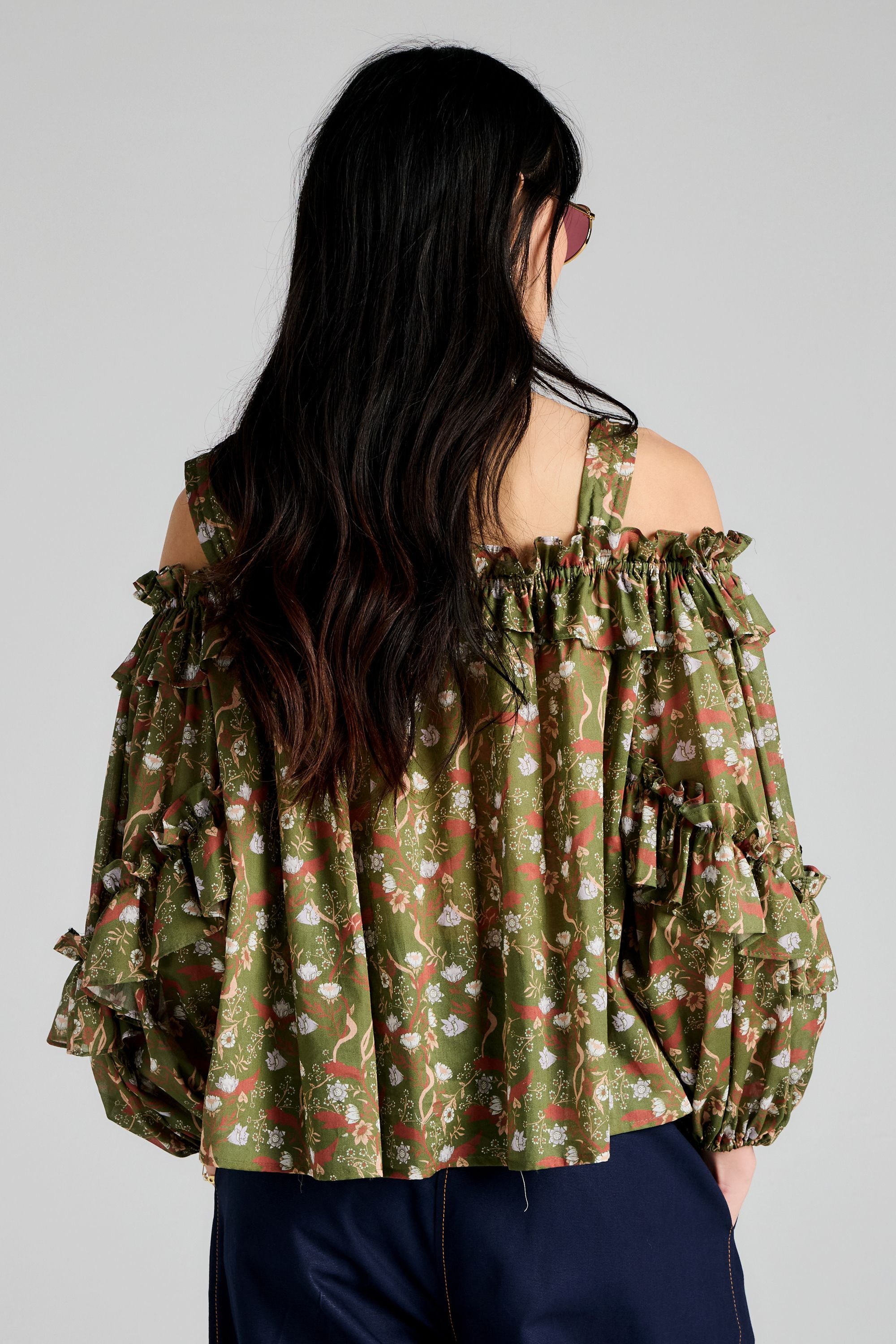Karen Walker Leah top cotone Olive Multi