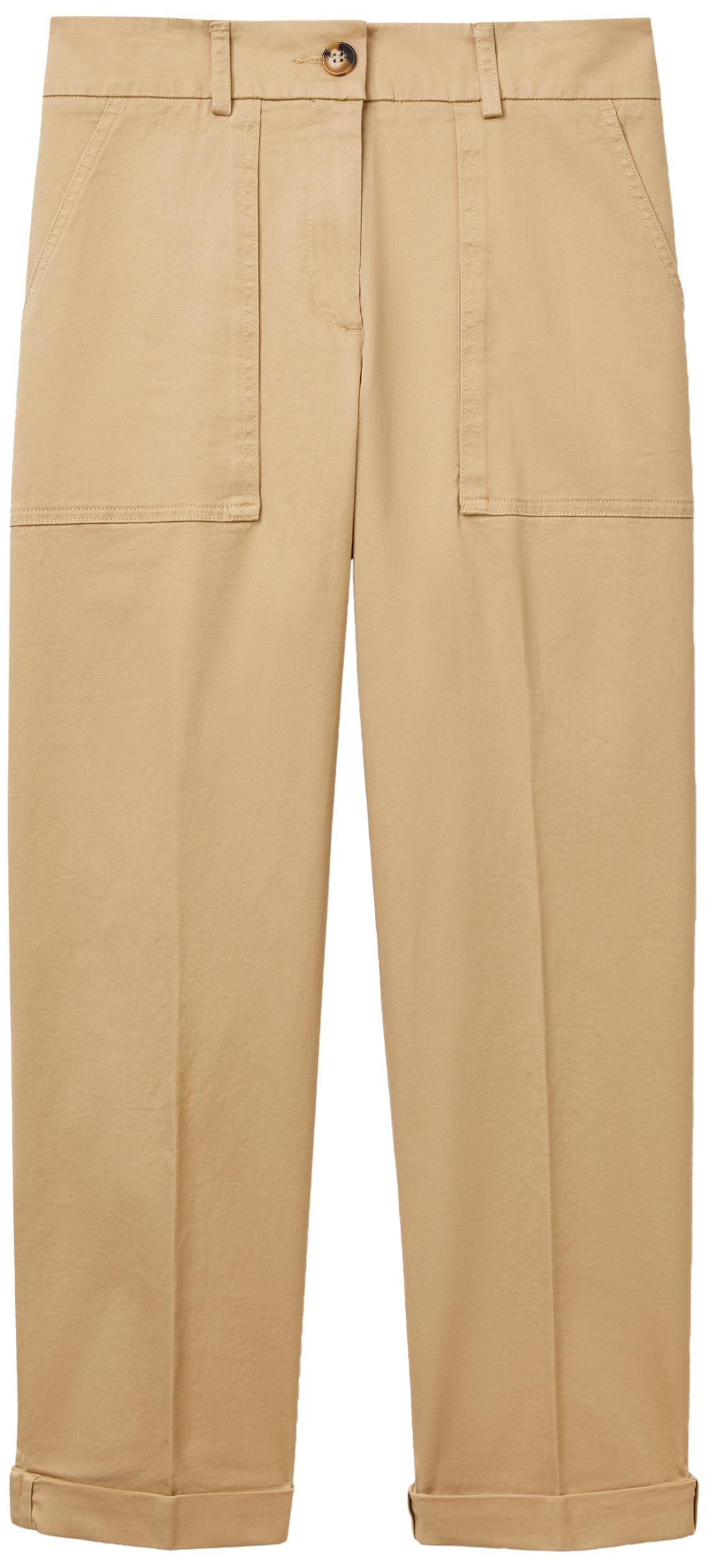 Benetton 4mvndf08e pantaloni donna 42 beige cotone twill