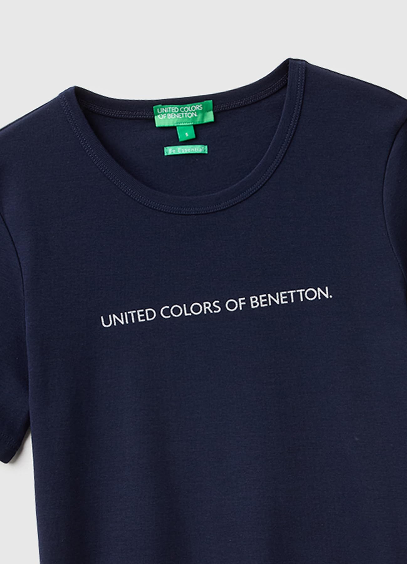 Benetton Maglietta Donna a Costine Stampa Brillante Regular