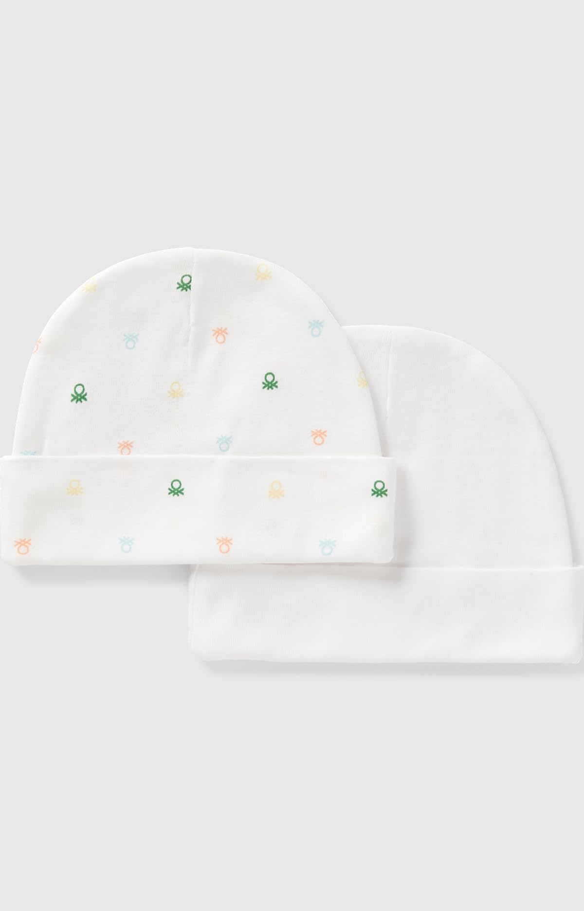 Benetton set 2 berretti costina organica con logo