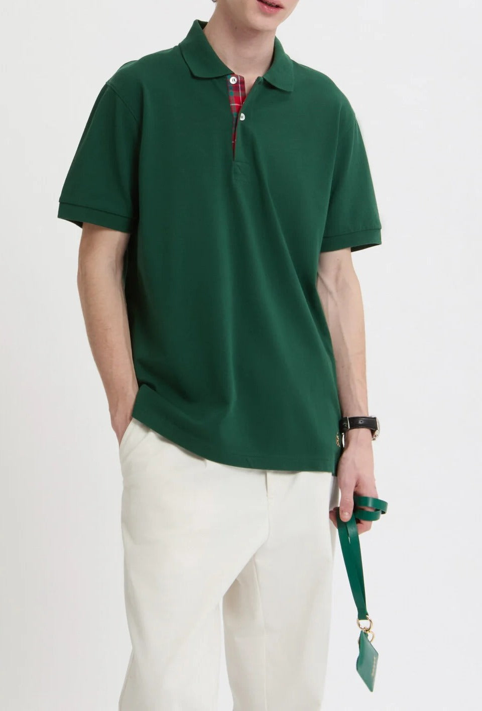 Baracuta Tartan Placket BRP0L0027 Polo Uomo Verde Cotone
