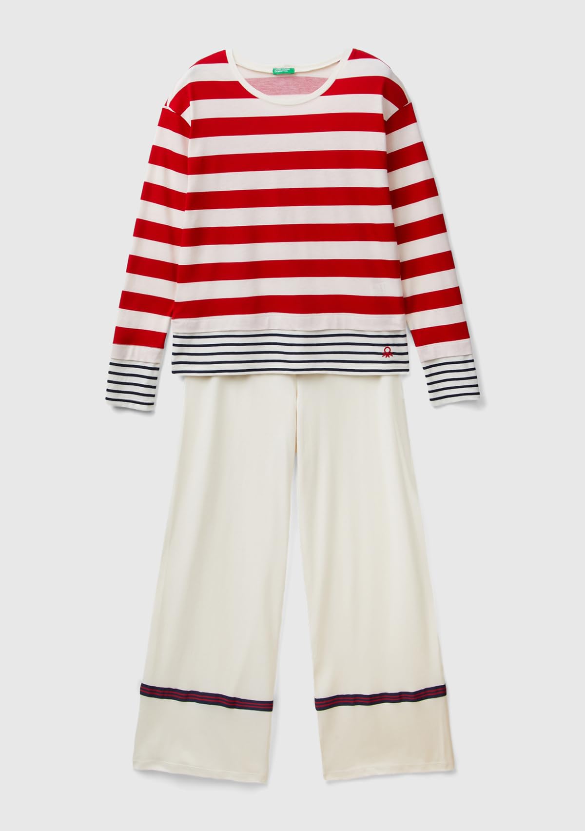 Benetton 3okg3p033 Set Pigiama Donna Cotone Multicolor