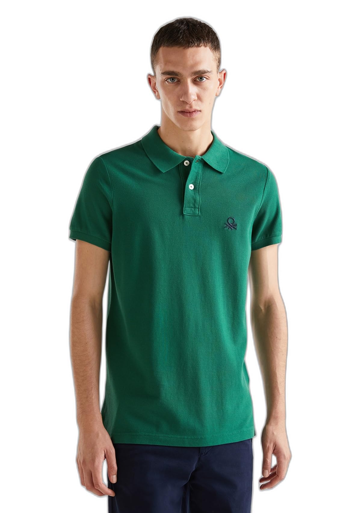 Benetton Polo Slim Uomo Maglia Cotone Blu