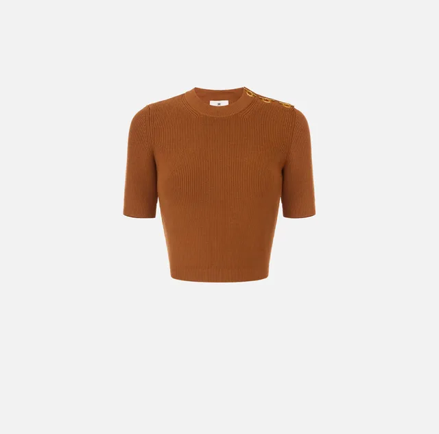 Elisabetta Franchi MK02S66E2 Maglia Cropped Sigaro