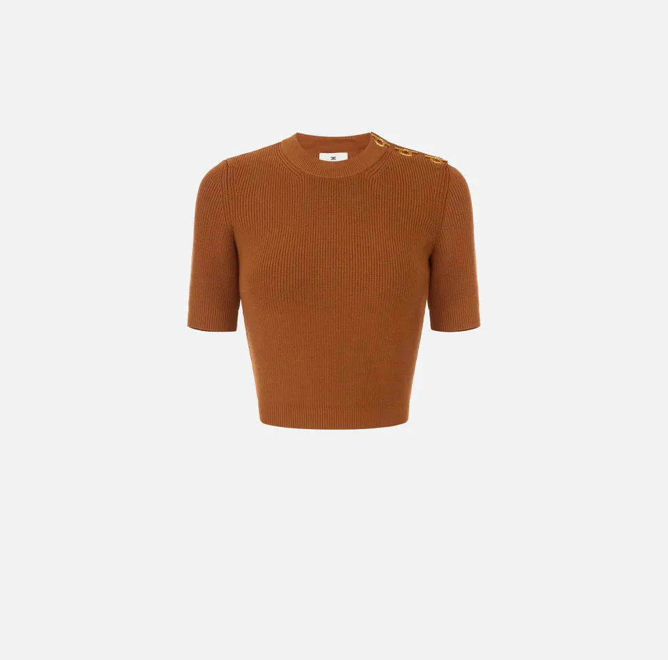 Elisabetta Franchi MK02S66E2 Maglia Cropped Sigaro