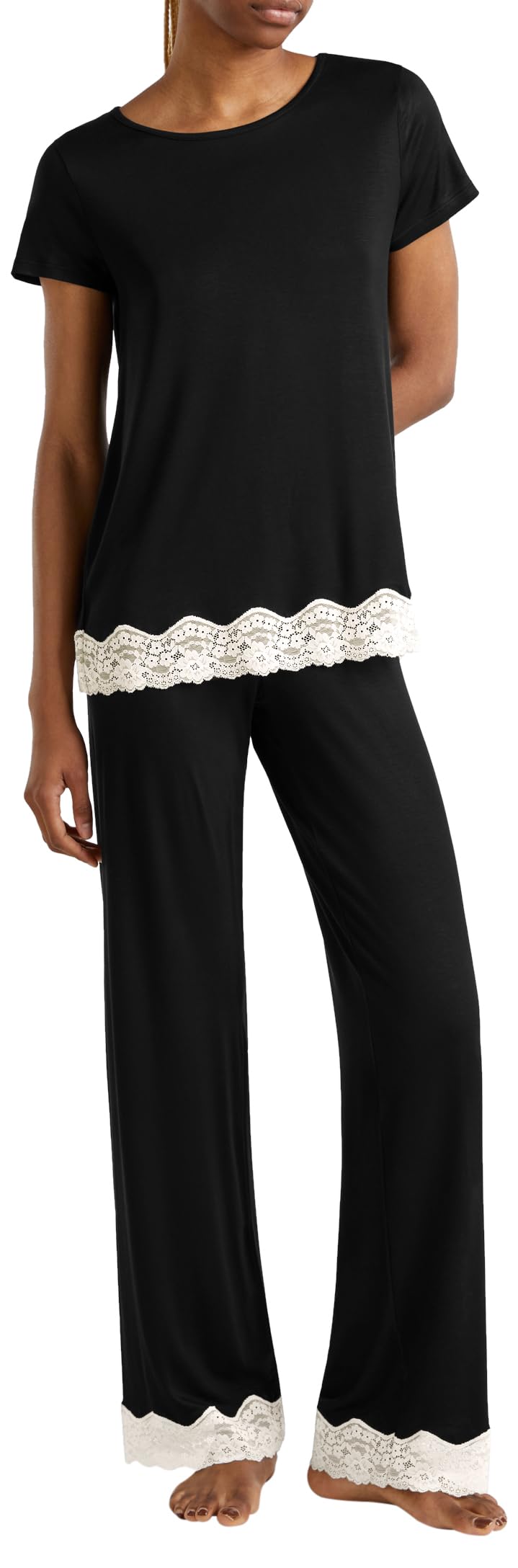 Benetton 3z123m314 T-Shirt Donna Nero
