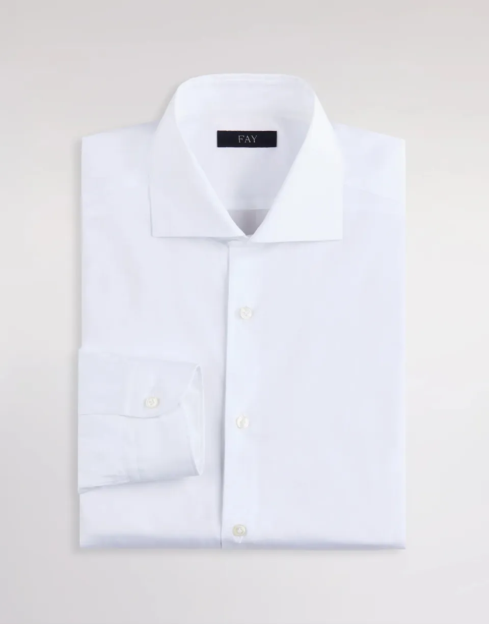 Fay NCMA152259SOR Camicia Popeline Cotone Bianco