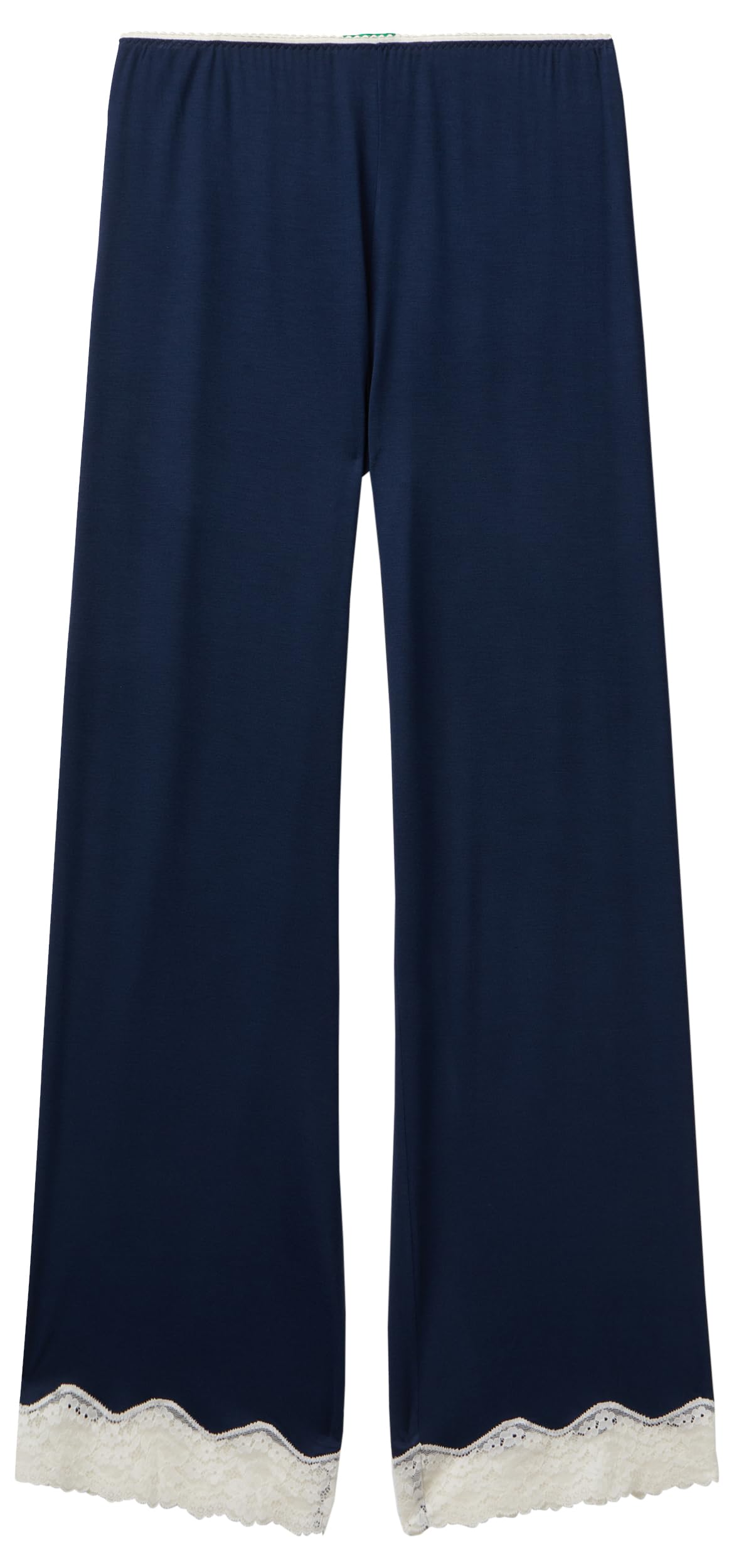 Benetton Pantaloni e Jeans Pantalone Lungo Donna Viscosa con Pizzo
