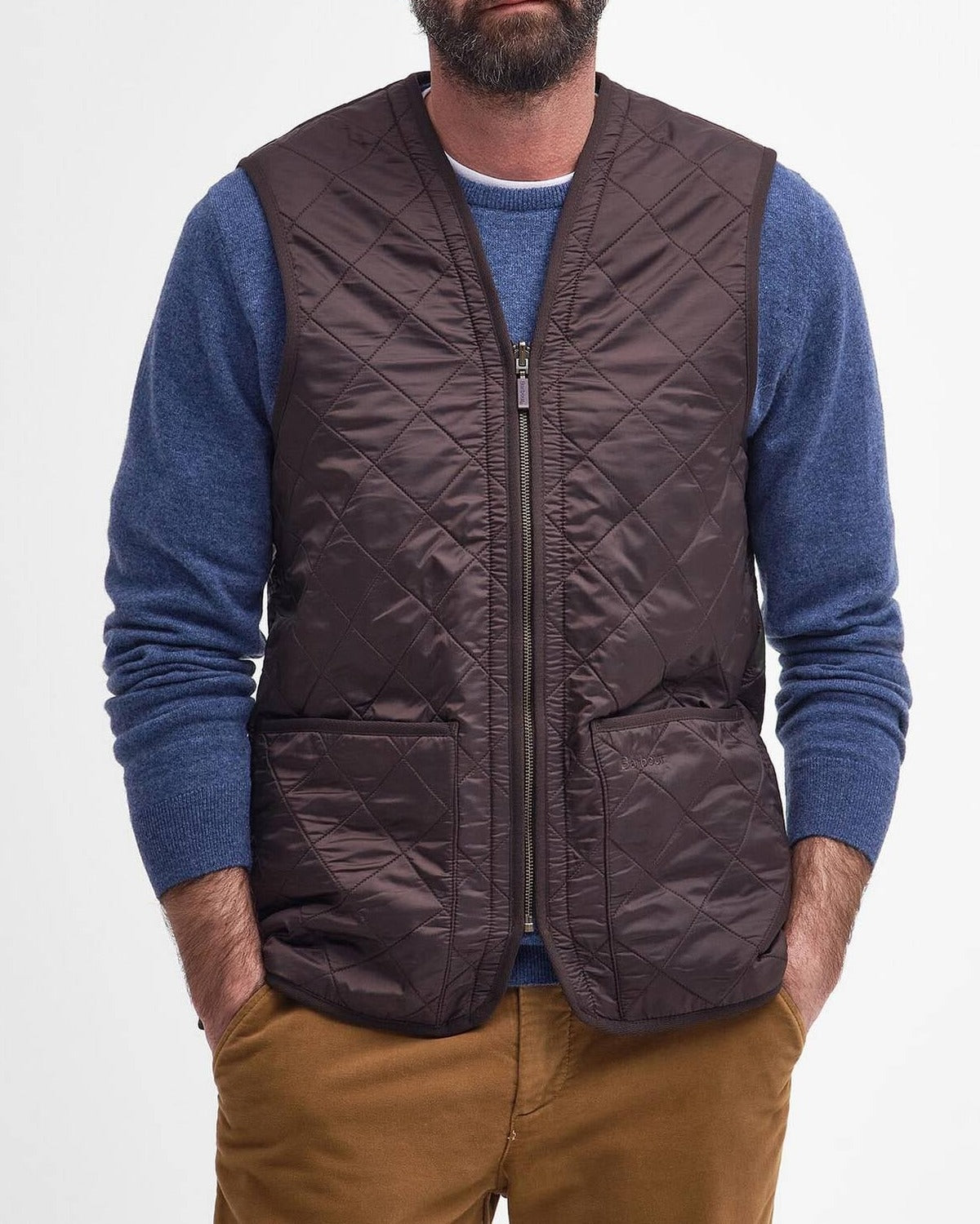 Barbour MLI0002 Polarquilt Gilet Uomo Brown Taglia L Pile