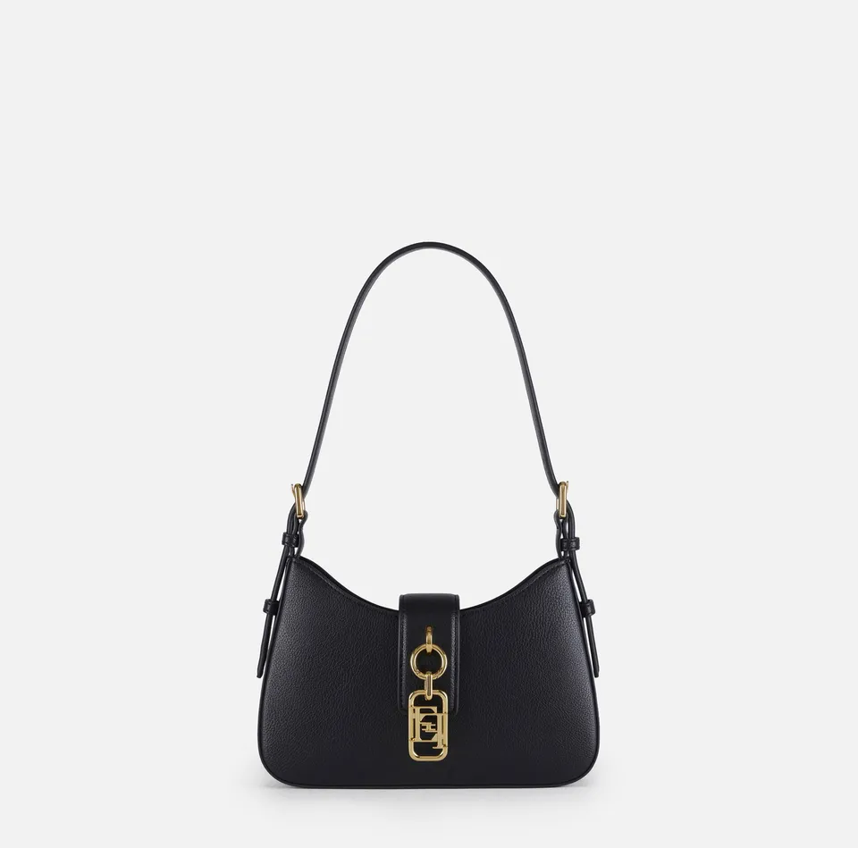 Elisabetta Franchi BS24A62E Hobo Charm borsa nera ecopelle