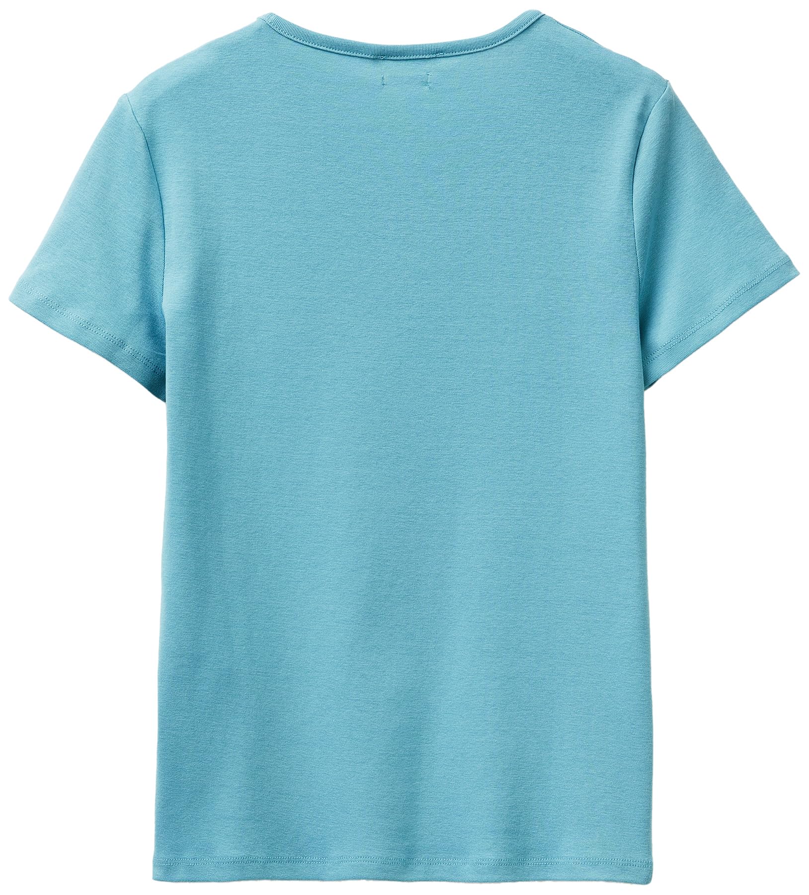 Benetton Maglietta Donna Blu XXS Costine Scollo a V
