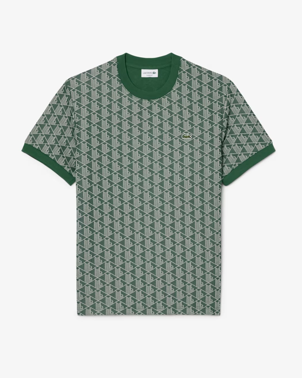 Lacoste TH1197 T-shirt Uomo Verde Jacquard Monogram
